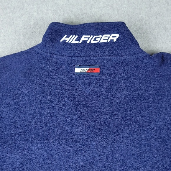 Vintage Tommy Hilfiger‎ 1/4 Zip Men's Extra Large XL Blue Y2K Fleece Sweater - Picture 8 of 10